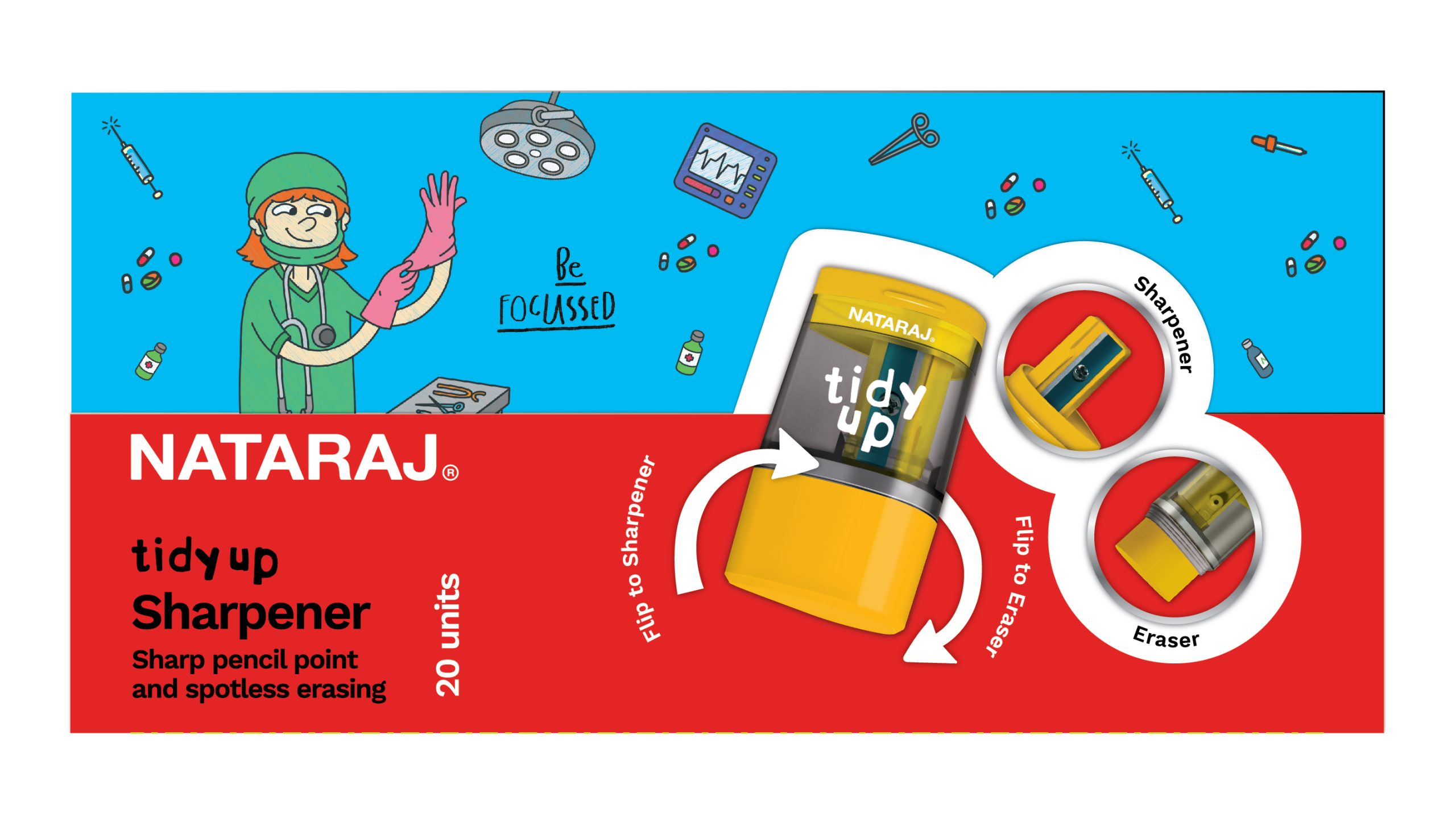 20 מחק ומחדד 288951027 براية “Tidy Up" – براية ذكية 2×1 مع ممحاة (20 قطعة) - الصورة 1