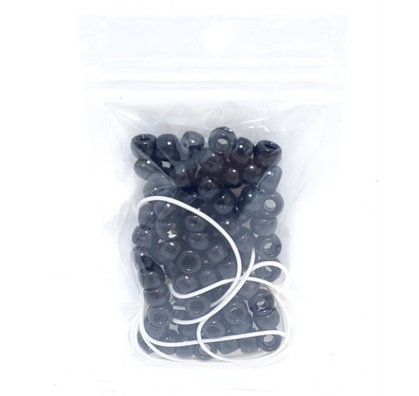 חרוזים שחור 7 ממ שחור خرز أسود 7 مم كيس صغير - الصورة 1