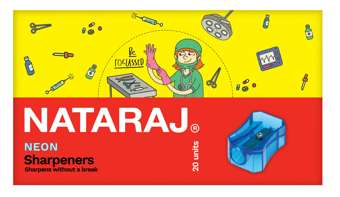 Nat Neon Sharpeners 20 pcs Inner 160519 ctc براية أقلام نيون شفافة – NATARAJ 20 قطعة - الصورة 1